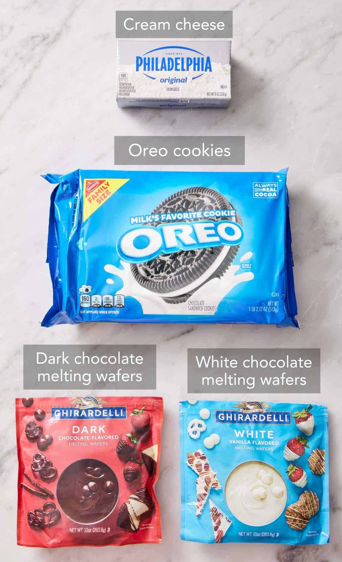 Ingredients for Oreo balls.