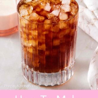 Pinterest graphic showing a close-up of a glass of homemade cold brew coffee.