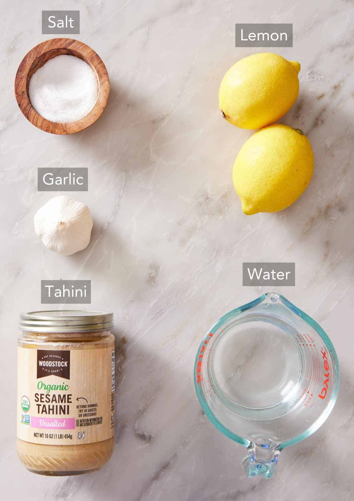 Ingredients for tahini sauce.