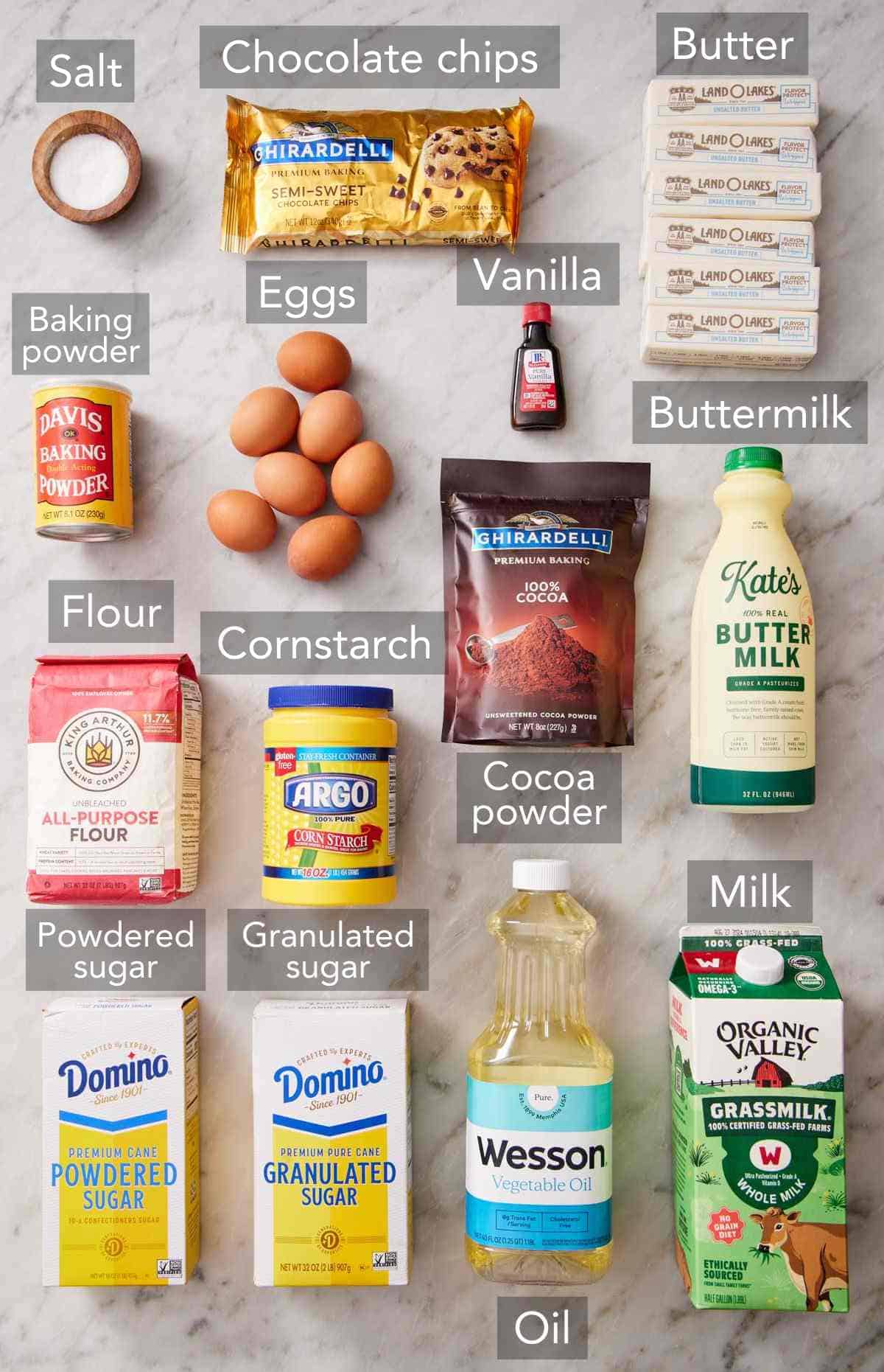 Ingredients for yellow cake.