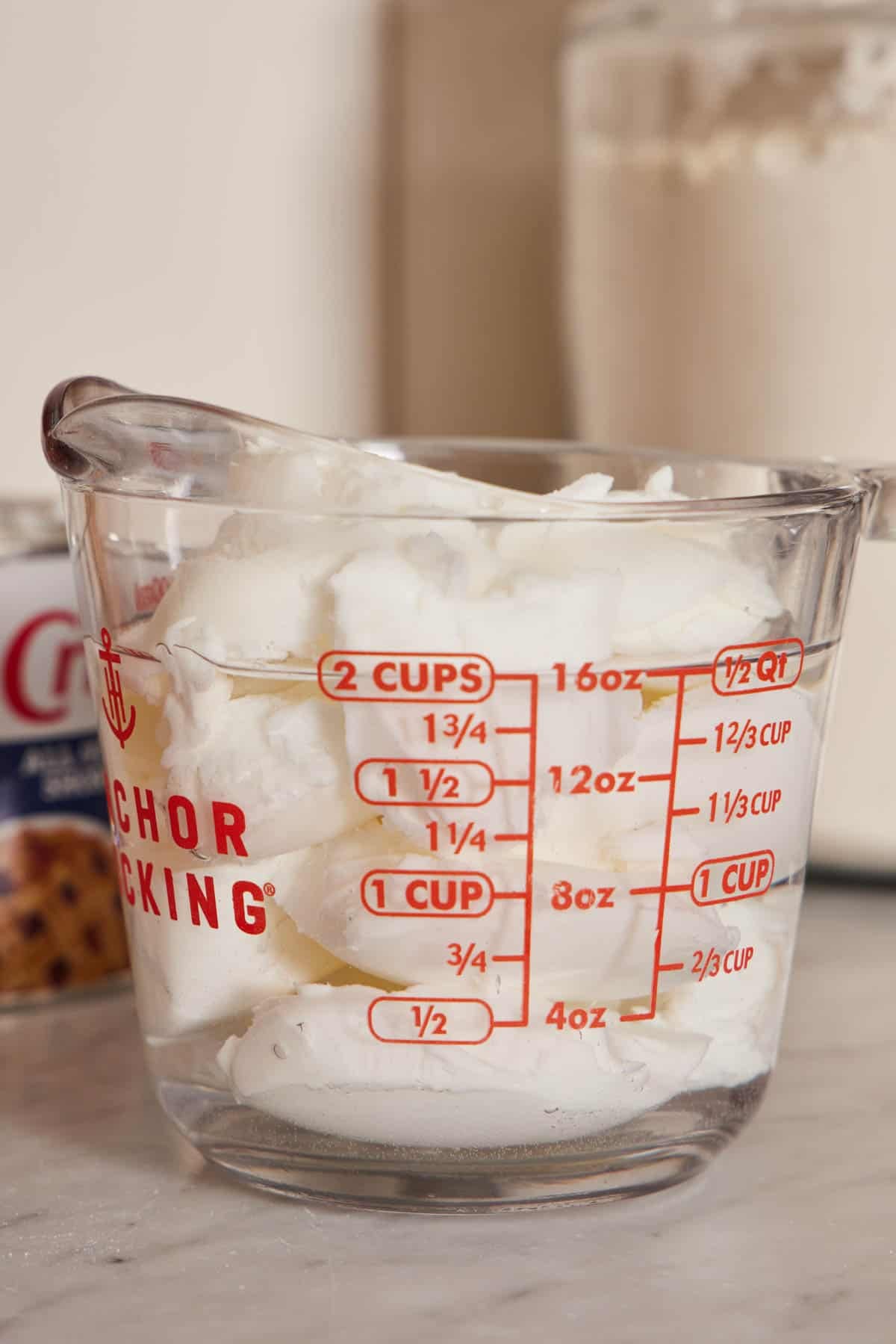 Close-up of a jar showing the displacement method.