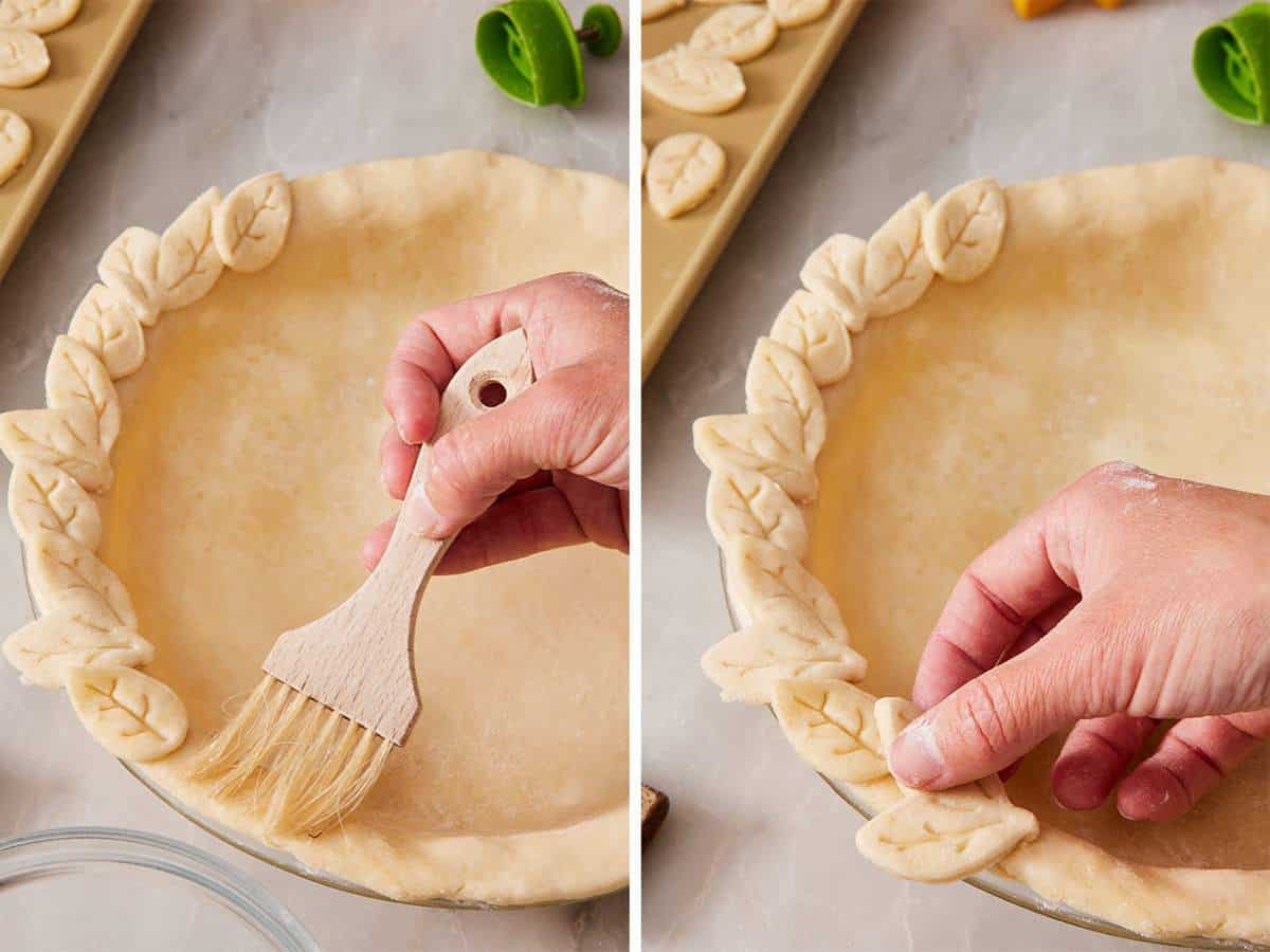 Set of two images showing how to create a decorative cutout crimp.