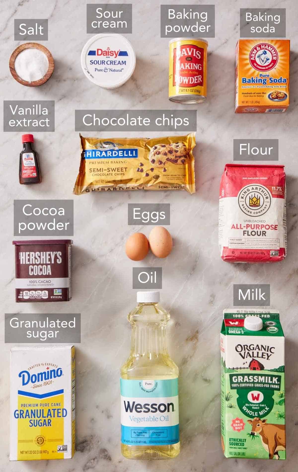 Ingredients for chocolate muffins.