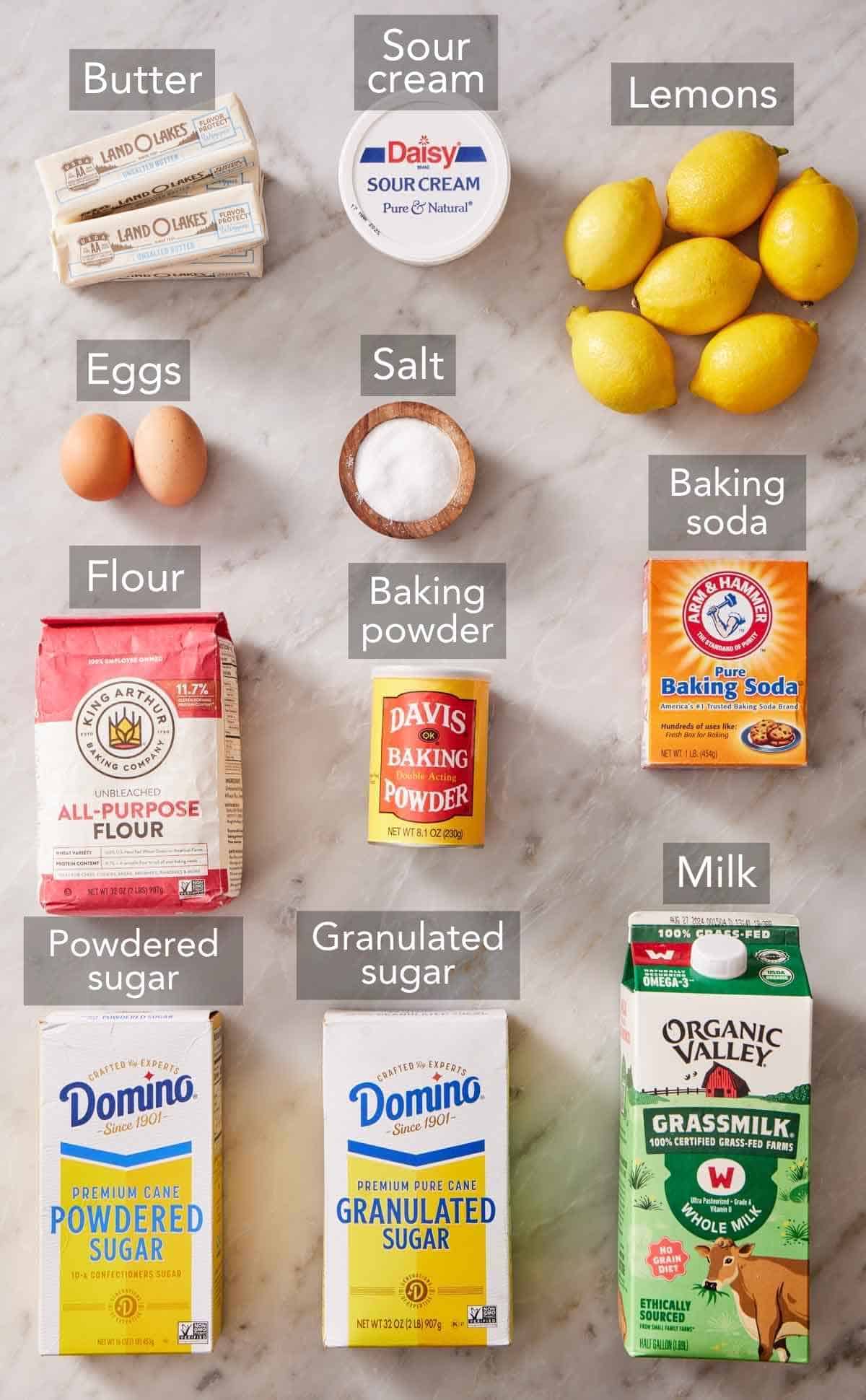 Ingredients for lemon cupcakes.