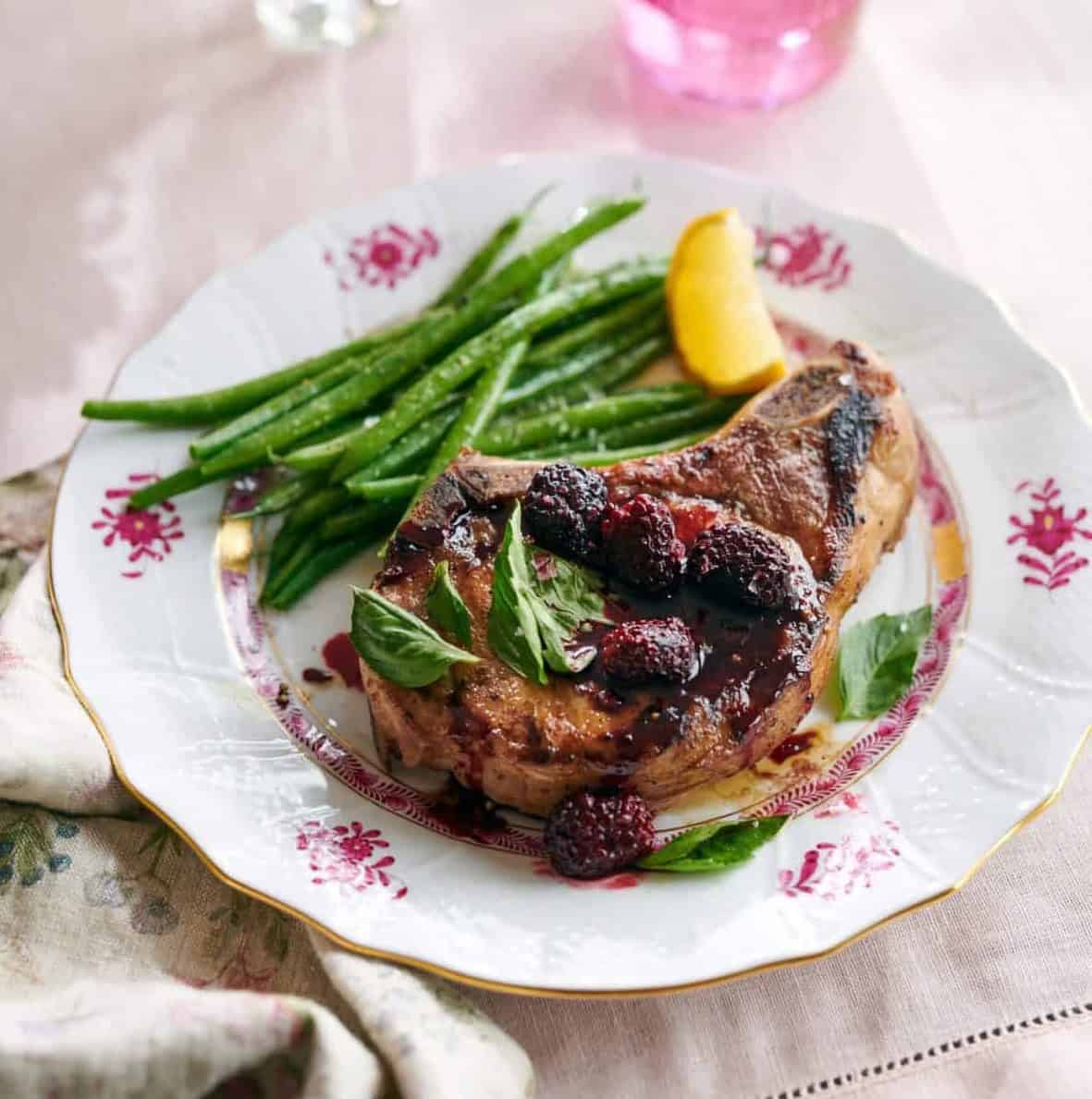 Summer Blackberry Balsamic Pork Chops