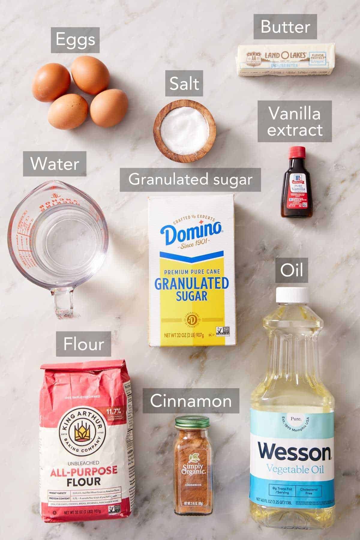 Ingredients for churros.