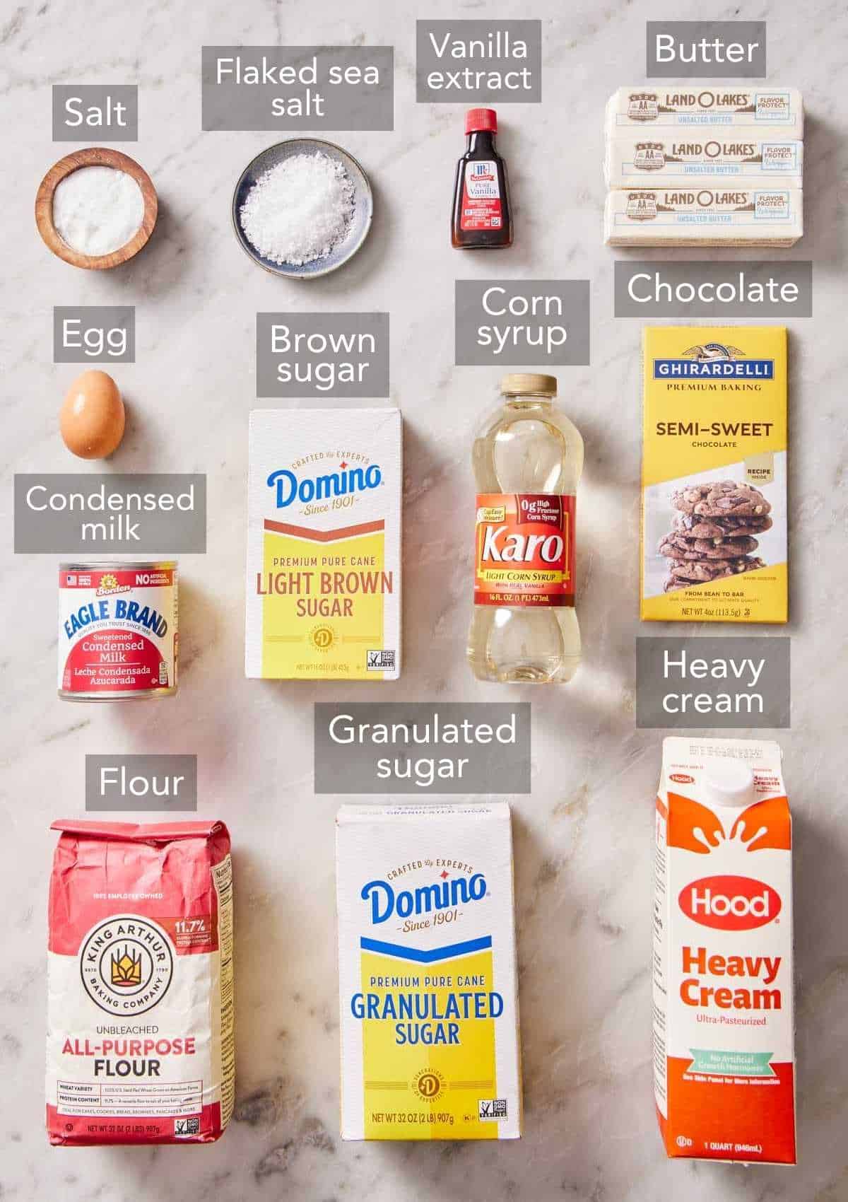 Ingredients for millionaire's shortbread.