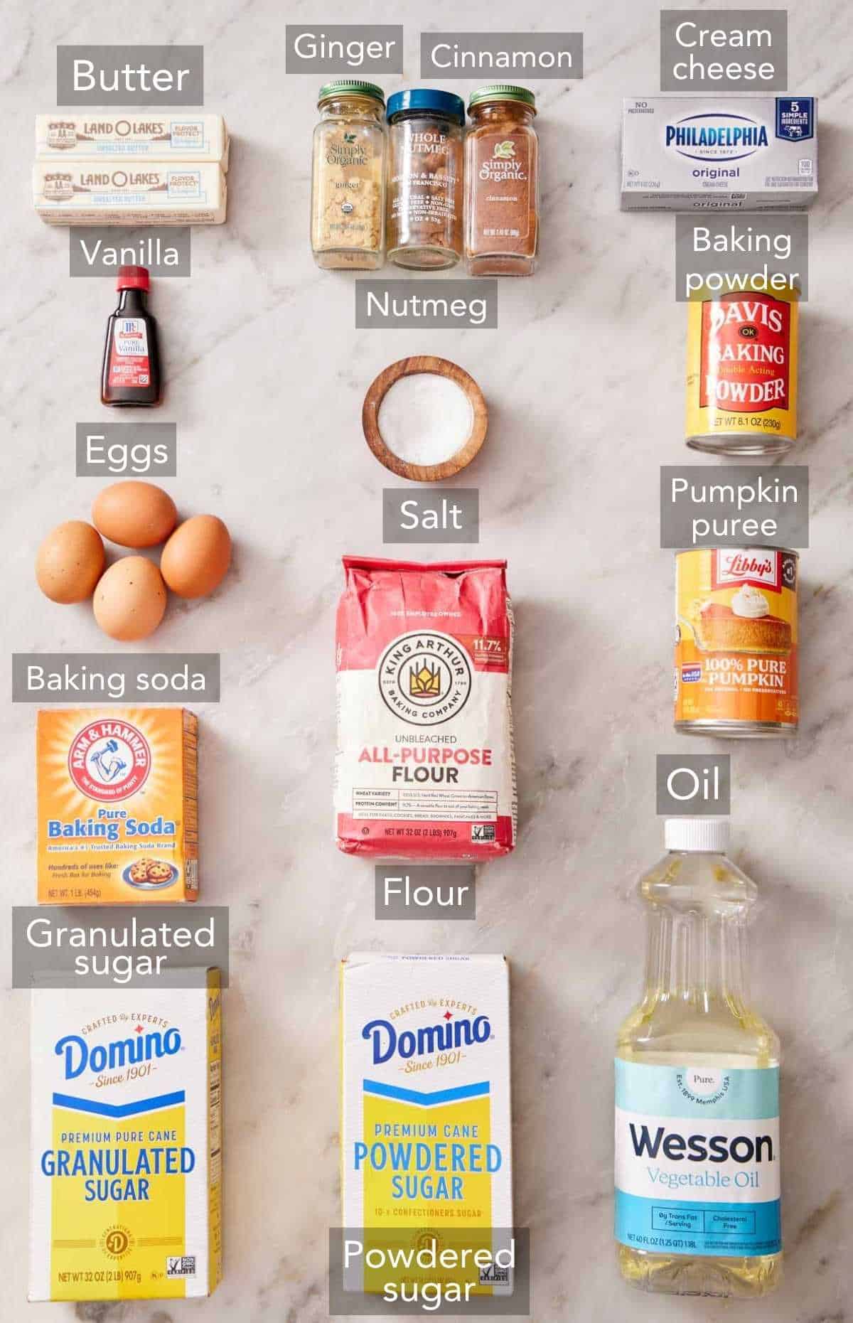 Ingredients for pumpkin cake.